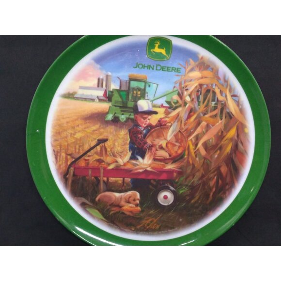 John Deere Collectible Melamine Plates Set Of 2 Featuring Farming Scenes 8" - Picture 2 of 10